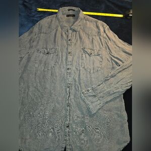 Lucky Brand Gray linen shirt. Long Sleeve,  Snap Buttons.  Men's Size XL